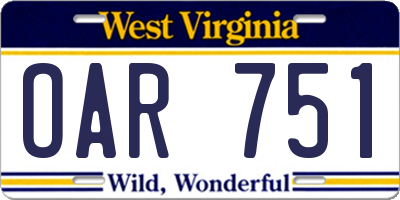 WV license plate OAR751