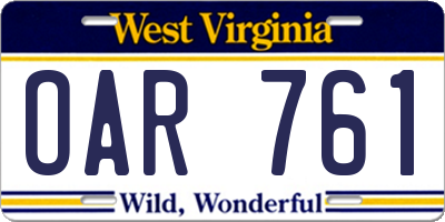 WV license plate OAR761