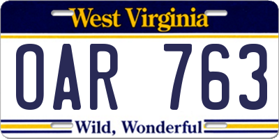 WV license plate OAR763