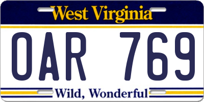 WV license plate OAR769