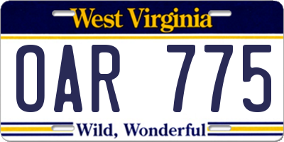 WV license plate OAR775