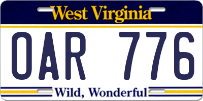 WV license plate OAR776