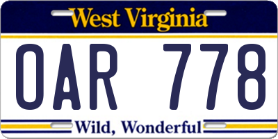 WV license plate OAR778