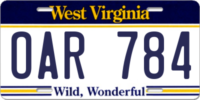 WV license plate OAR784