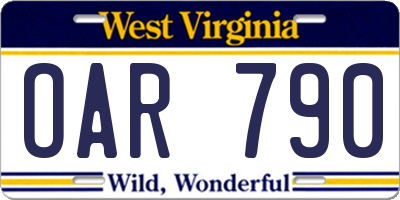 WV license plate OAR790