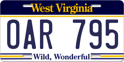 WV license plate OAR795