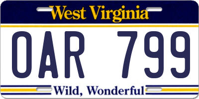 WV license plate OAR799