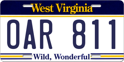 WV license plate OAR811