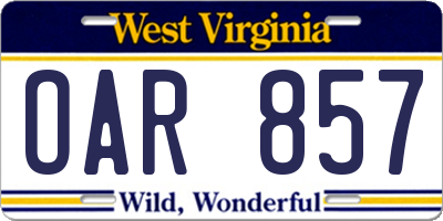 WV license plate OAR857