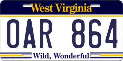 WV license plate OAR864