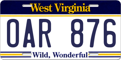 WV license plate OAR876