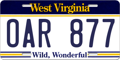 WV license plate OAR877