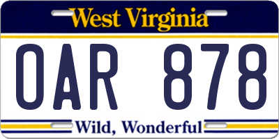 WV license plate OAR878