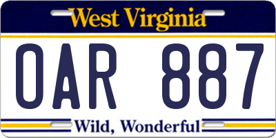 WV license plate OAR887
