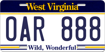 WV license plate OAR888