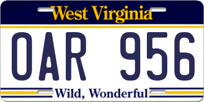 WV license plate OAR956