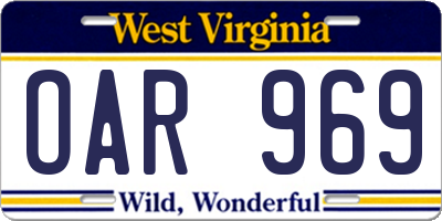 WV license plate OAR969