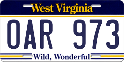 WV license plate OAR973