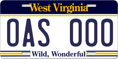 WV license plate OAS000