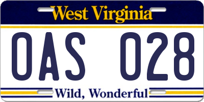 WV license plate OAS028