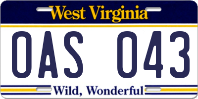 WV license plate OAS043