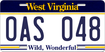 WV license plate OAS048