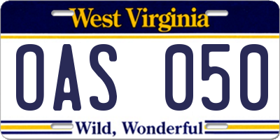 WV license plate OAS050