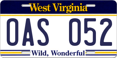 WV license plate OAS052