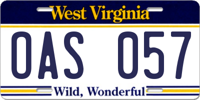 WV license plate OAS057