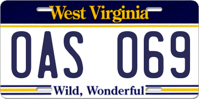 WV license plate OAS069