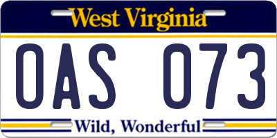 WV license plate OAS073