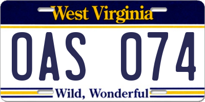 WV license plate OAS074