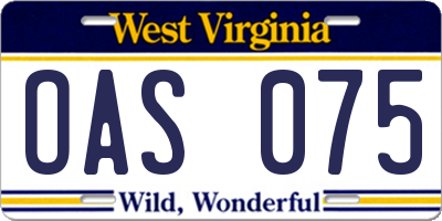 WV license plate OAS075