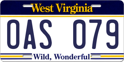 WV license plate OAS079
