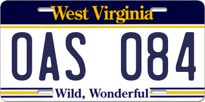 WV license plate OAS084