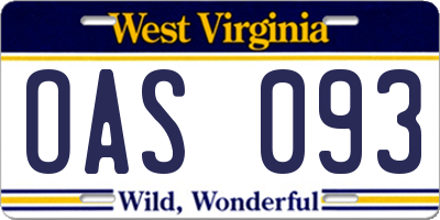 WV license plate OAS093