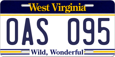 WV license plate OAS095