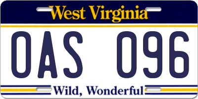 WV license plate OAS096