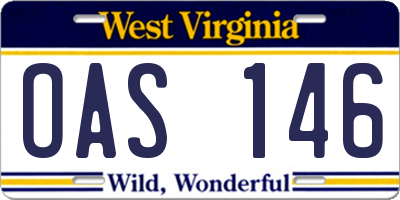 WV license plate OAS146