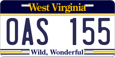 WV license plate OAS155