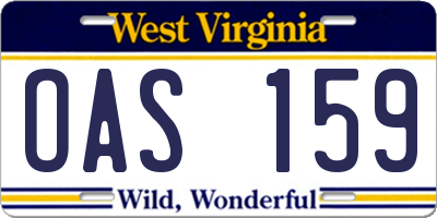 WV license plate OAS159