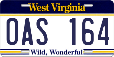 WV license plate OAS164