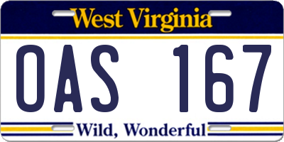 WV license plate OAS167