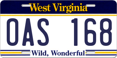 WV license plate OAS168
