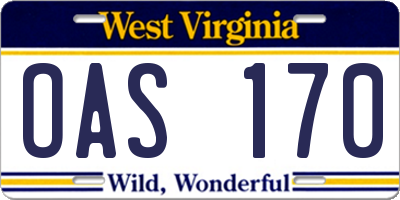 WV license plate OAS170