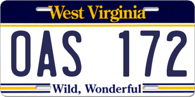 WV license plate OAS172