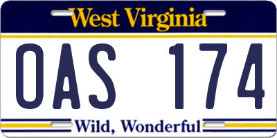 WV license plate OAS174