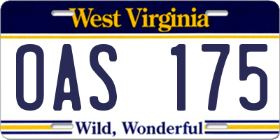 WV license plate OAS175