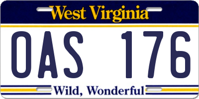WV license plate OAS176