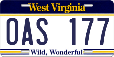 WV license plate OAS177